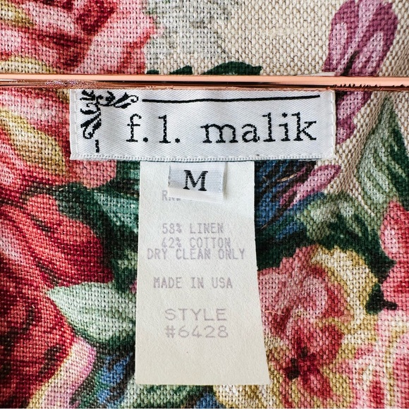 F. L. Malik Vintage 90s floral tapestry vest linen blend boho - Picture 9 of 11